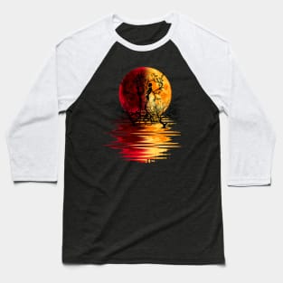 yellow red moon dead trees lovers Baseball T-Shirt